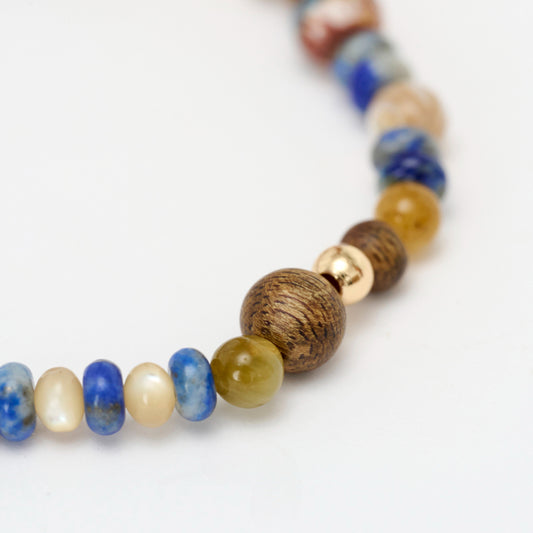 Fancira Agarwood Bracelet, Galaxy/Yingge Green Qi Agarwood, Tiger's Eye Stone, Burnt Blue Agate, Versatile