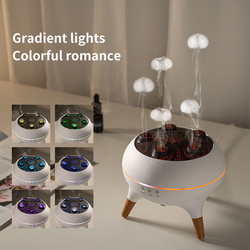 flame jellyfish aromatherapy machine with colorful ambient light for home desktop