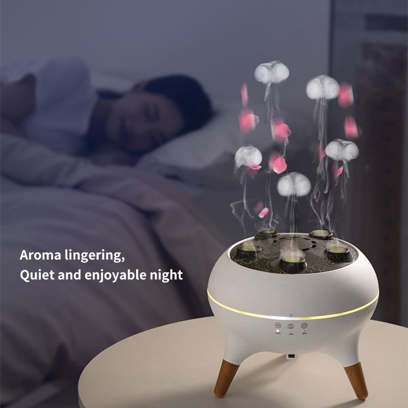 flame jellyfish aromatherapy machine with colorful ambient light for home desktop