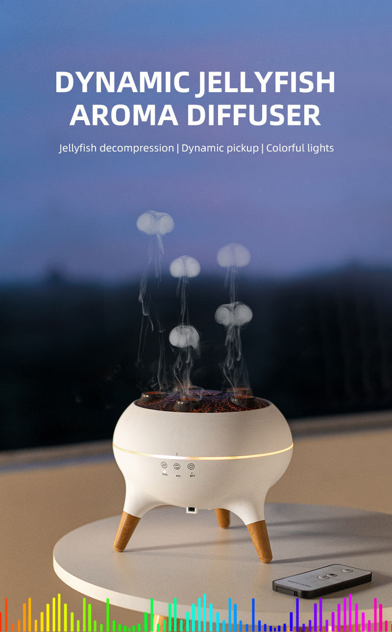 flame jellyfish aromatherapy machine with colorful ambient light for home desktop
