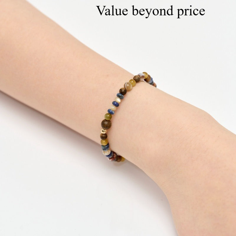 Fancira Agarwood Bracelet, Galaxy/Yingge Green Qi Agarwood, Tiger's Eye Stone, Burnt Blue Agate, Versatile