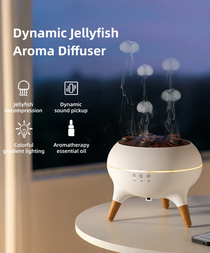 flame jellyfish aromatherapy machine with colorful ambient light for home desktop