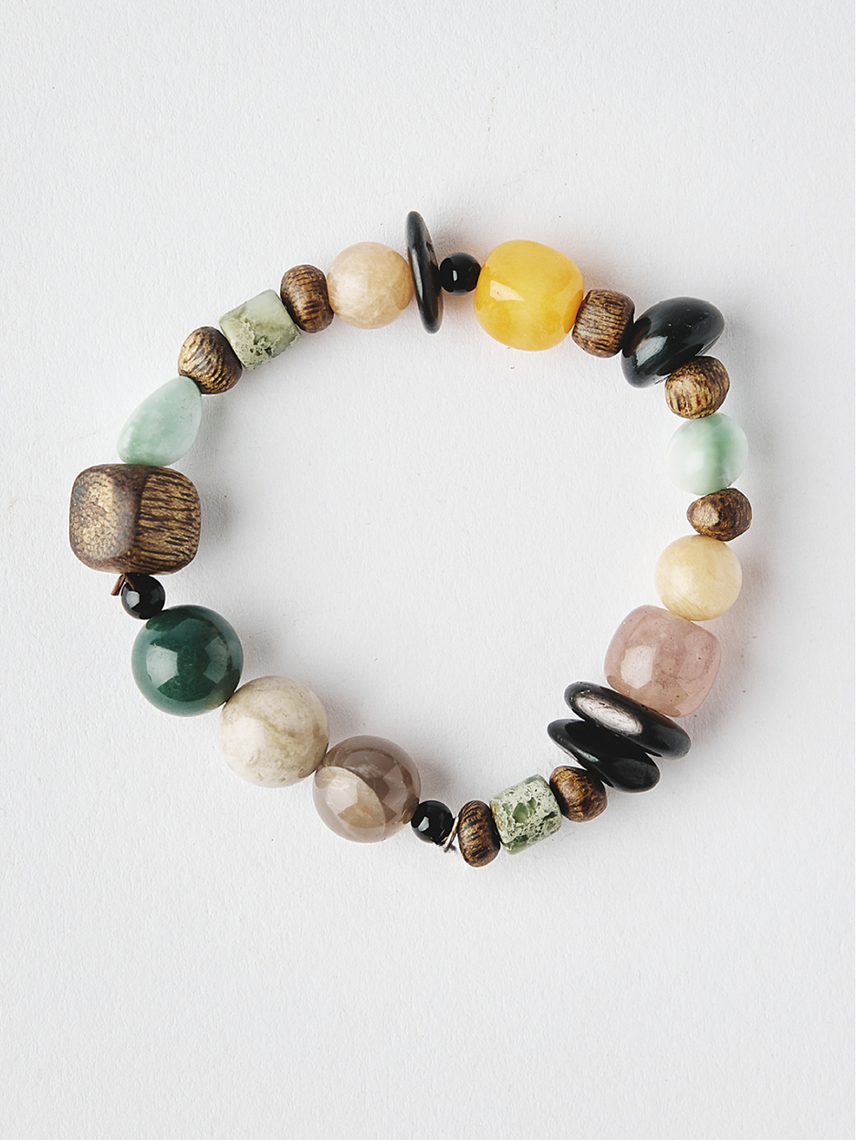 Vancira Agarwood Bracelet Yingge Green Qi Agarwood, Blue Tiger Eye
