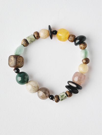 Vancira Agarwood Bracelet Yingge Green Qi Agarwood, Blue Tiger Eye