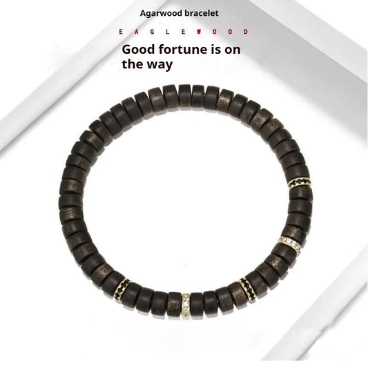 Vancira hand-polished agarwood bracelet, 7mm single circle agarwood bracelet.