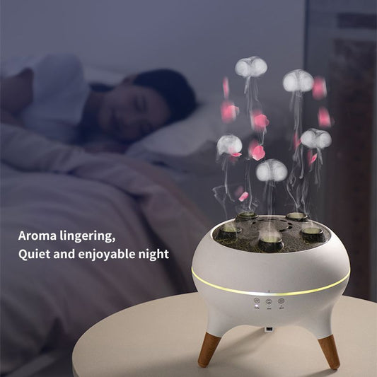 flame jellyfish aromatherapy machine with colorful ambient light for home desktop