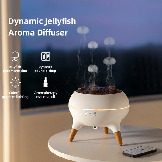 flame jellyfish aromatherapy machine with colorful ambient light for home desktop