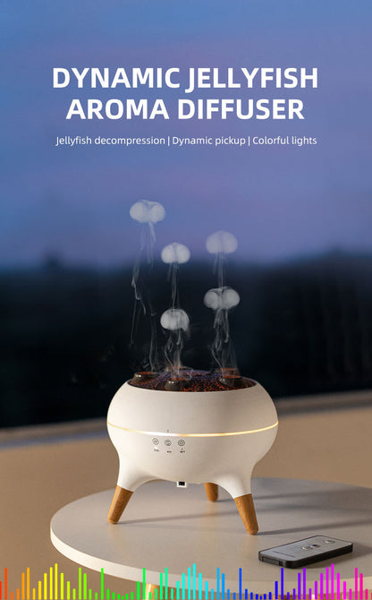 flame jellyfish aromatherapy machine with colorful ambient light for home desktop