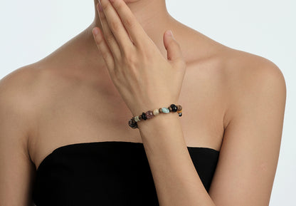 Vancira Agarwood Bracelet Yingge Green Qi Agarwood, Blue Tiger Eye